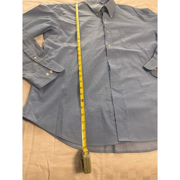 Lands End men's blue casual shirt, button down collar, long sleeves - Picture 5 of 8